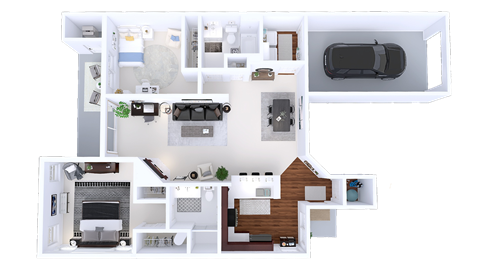 Floor plan for 2 beds, 2 baths, 1305 sqft